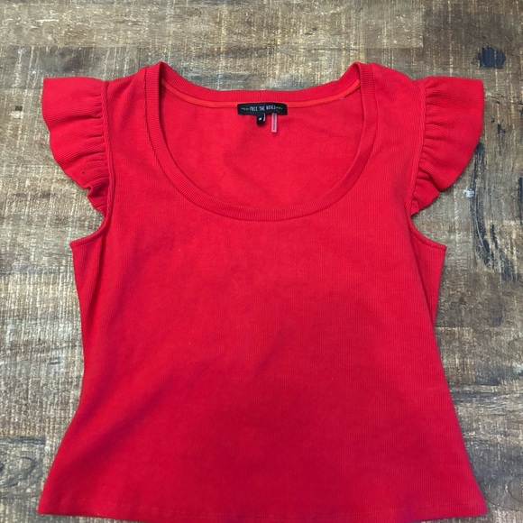 Free the Roses ribbed ruffled sleeved shirt size: Medium - Picture 1 of 3
